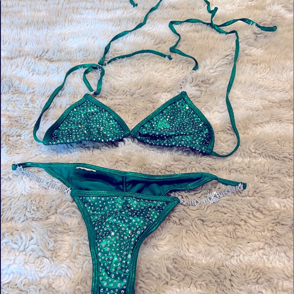 Emerald green bling bling competition suit